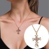 Halskette Damen Kreuz Jesus Rosegold Halskette mit Rotem stein